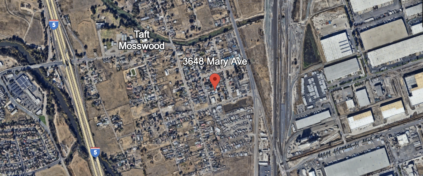 TLC Windows location map showing 3648 Mary Ave, Stockton, CA